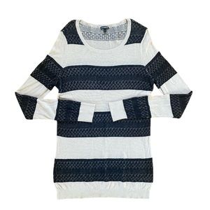 Express Black and Cream Knit Long Tunic Top